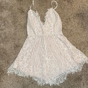 White/nude lace dress